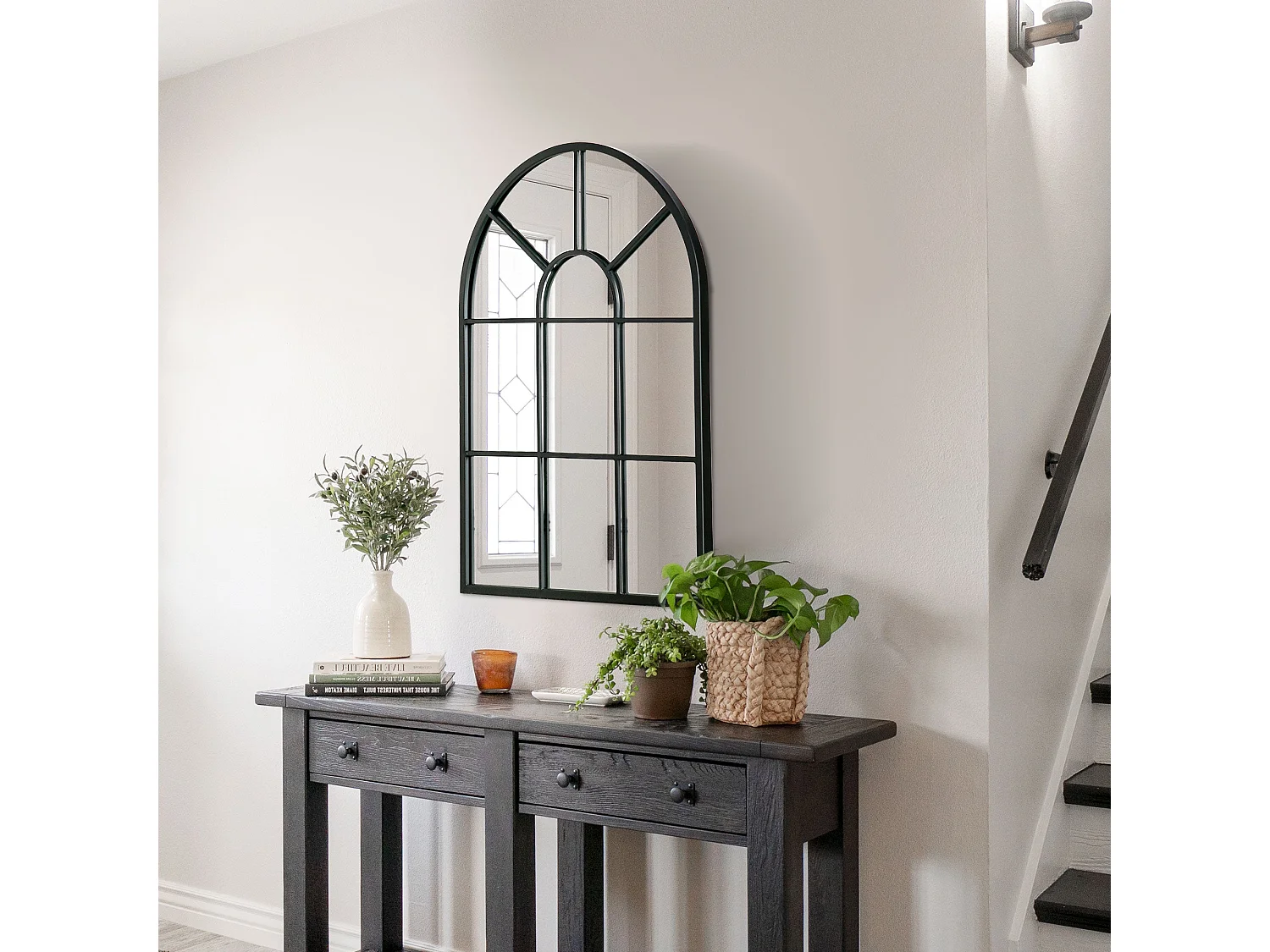 Espelho Decorativo Arco HOMCOM 50x70 cm em Metal Preto para Sala, Dormitório e Entrada