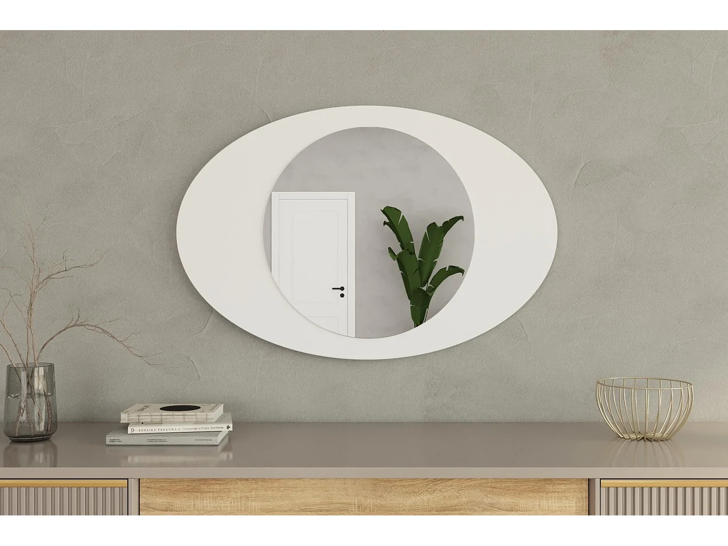 Espelho "Obble" - 60 x 90 x 2,2 cm - Branco - Design Moderno