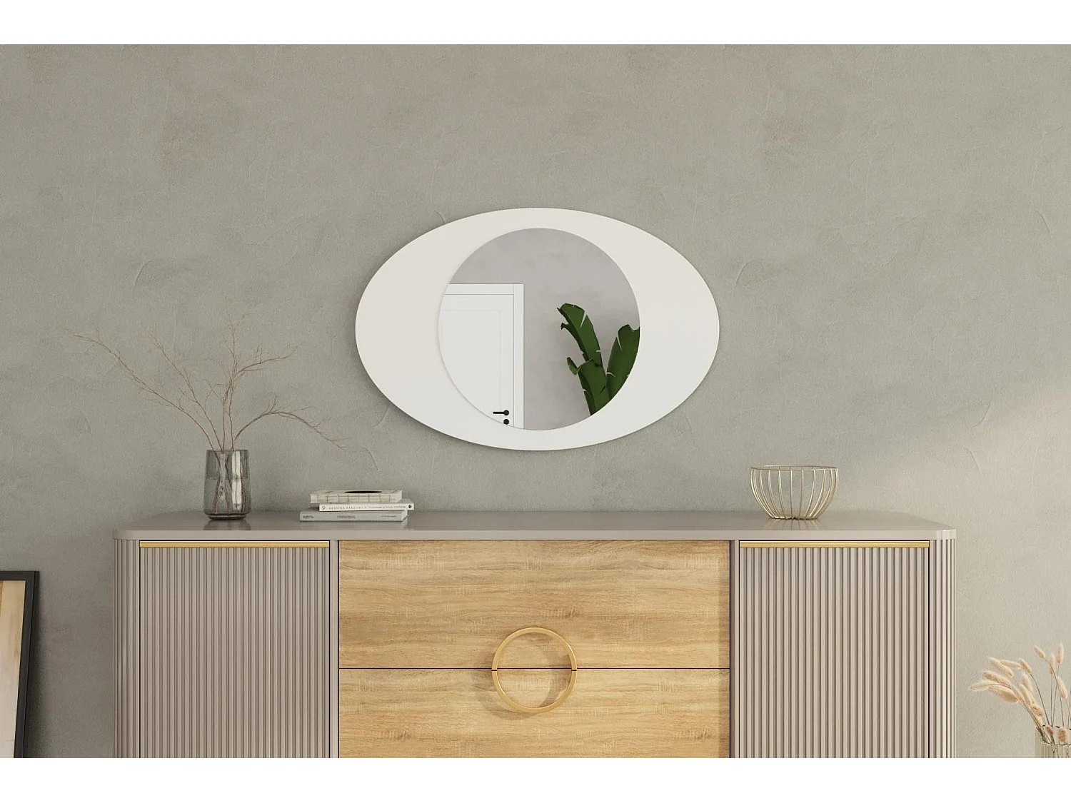 Espelho "Obble" - 60 x 90 x 2,2 cm - Branco - Design Moderno