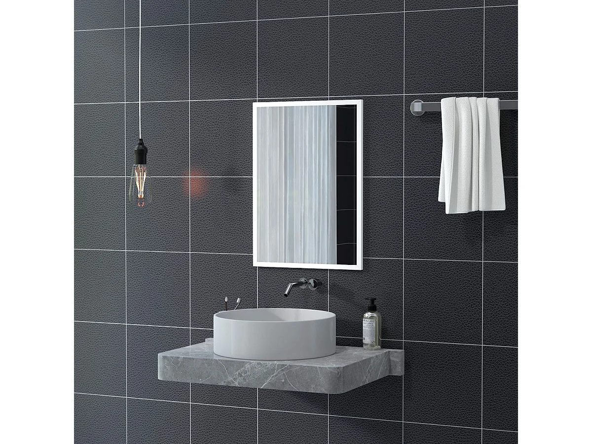 Espejo de pared Selva Homcom con marco Slim blanco 70x50 cm