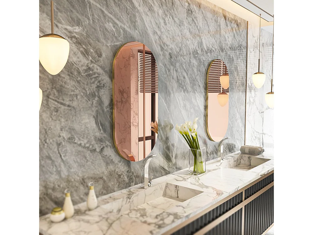 Espelho "Riors" - 45 x 85 x 2,2 cm - Bronze e Dourado - Design Moderno