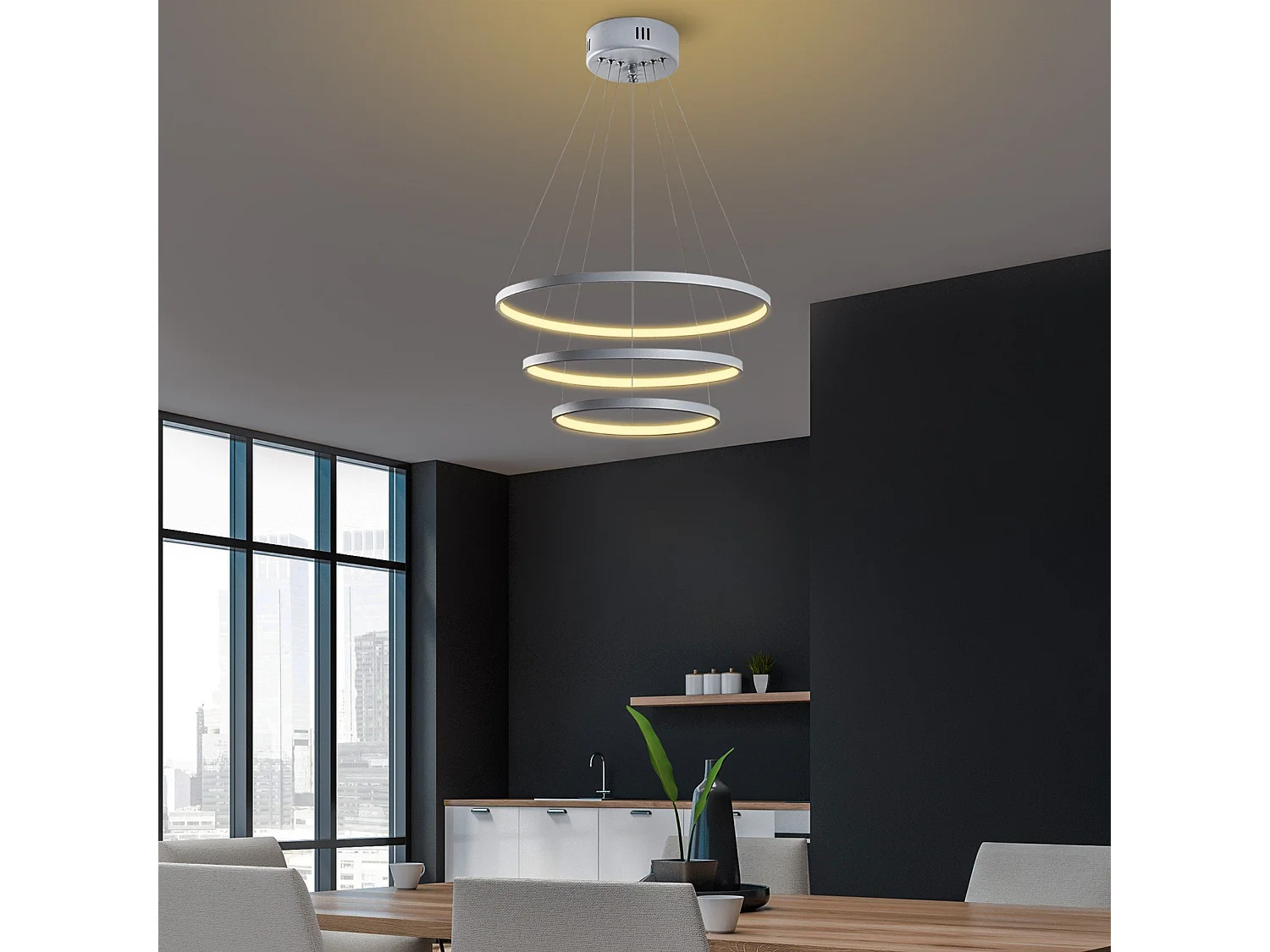 Candeeiro de Teto LED Regulável Simit – Cinzento – Design Moderno para Qualquer Espaço