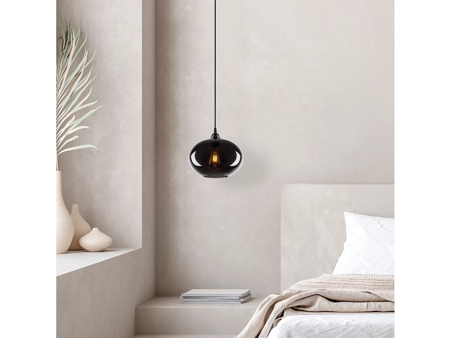 Suspension Ferno D27cm Métal et Verre Noir