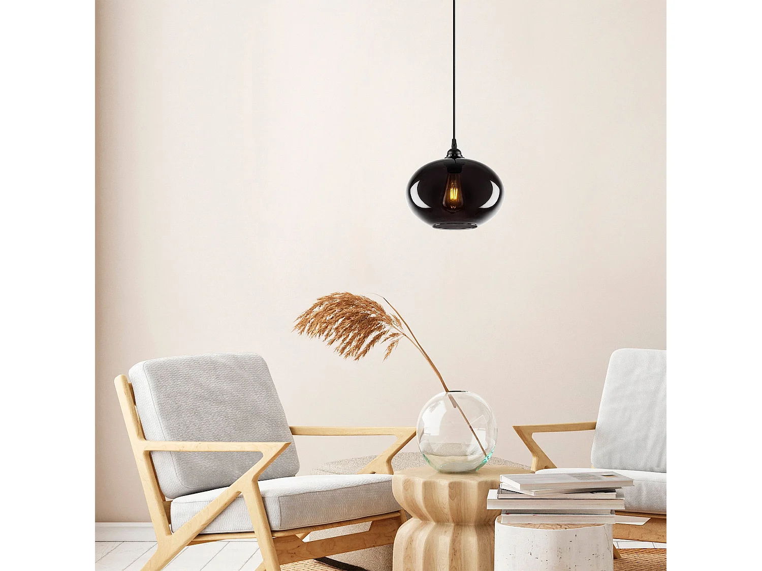 Suspension Ferno D27cm Métal et Verre Noir