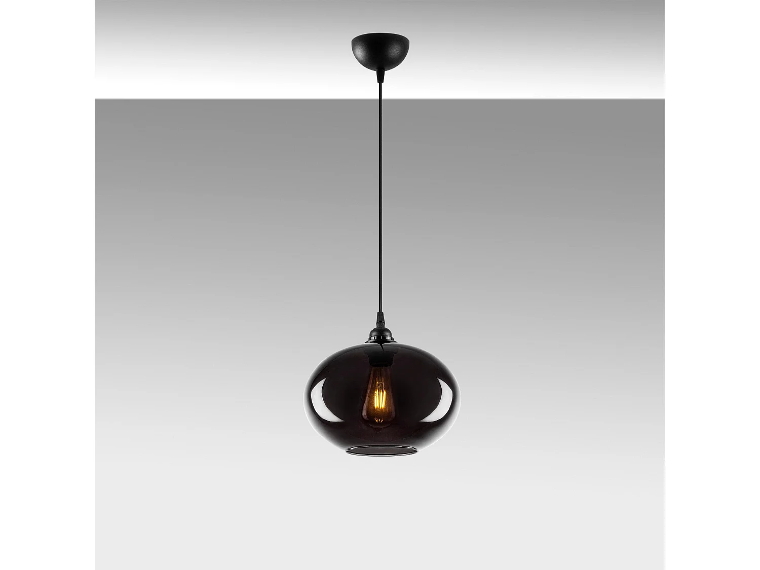 Suspension Ferno D27cm Métal et Verre Noir