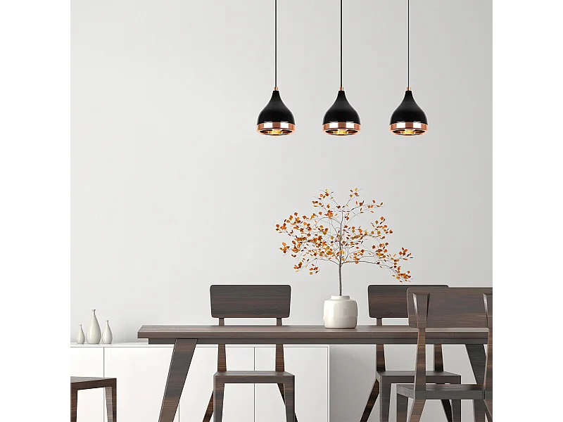 Candeeiro Moderno Yıldo 7041 em Preto e Cobre