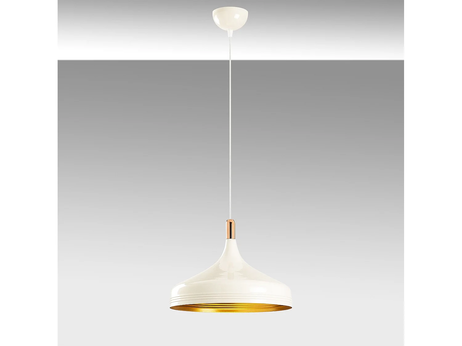 Suspension 1 lampe Randy D36cm Métal Blanc et Or antique