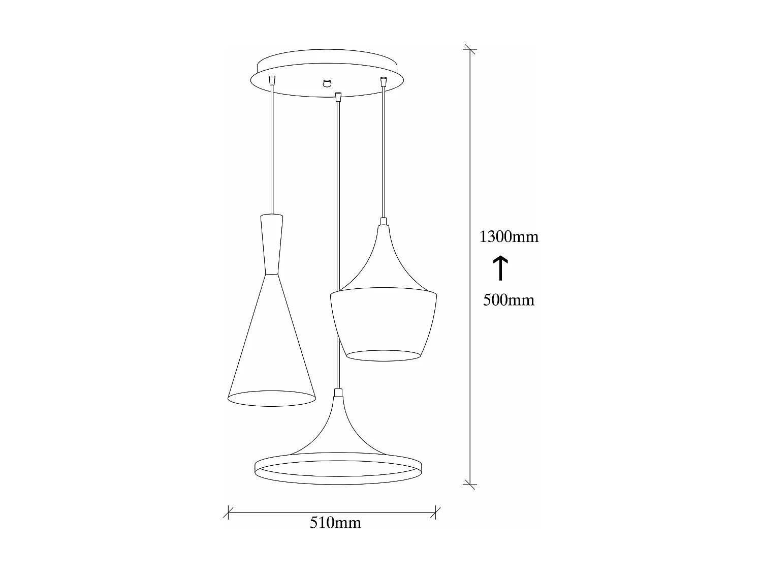 Suspension 3 lampes escalier Klipsch D51cm Métal Noir et Rouge