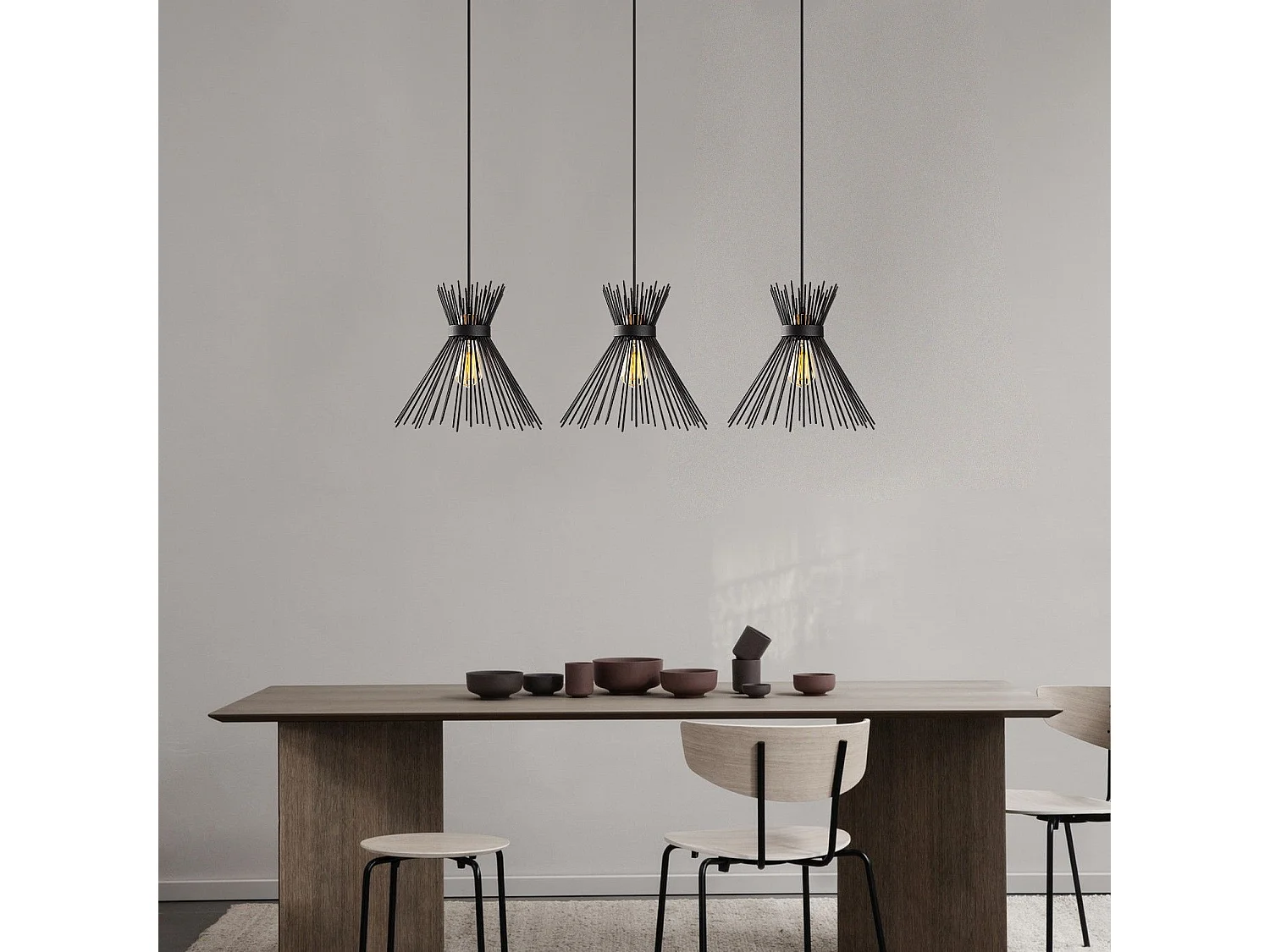 Candeeiro Preto Elegante Kirpi - 3088 para Sala de Estar e Espaços Modernos