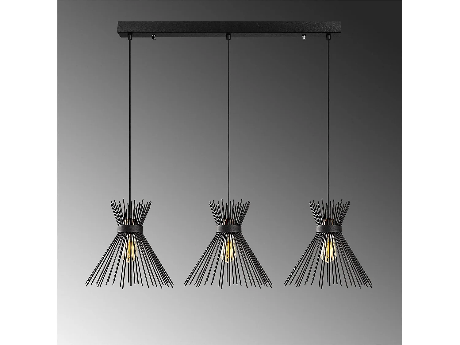 Candeeiro Preto Elegante Kirpi - 3088 para Sala de Estar e Espaços Modernos