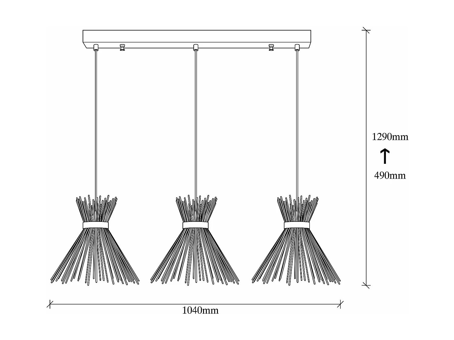 Candeeiro Preto Elegante Kirpi - 3088 para Sala de Estar e Espaços Modernos