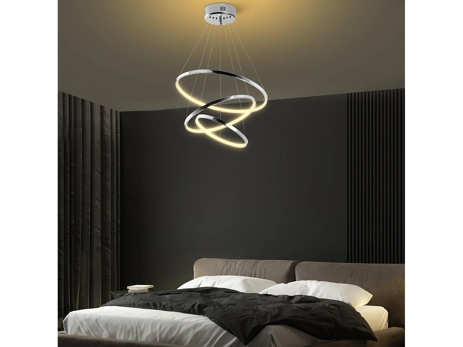 Candeeiro de Teto LED Regulável Simit - Cromado - Design Moderno 50x50x80 cm