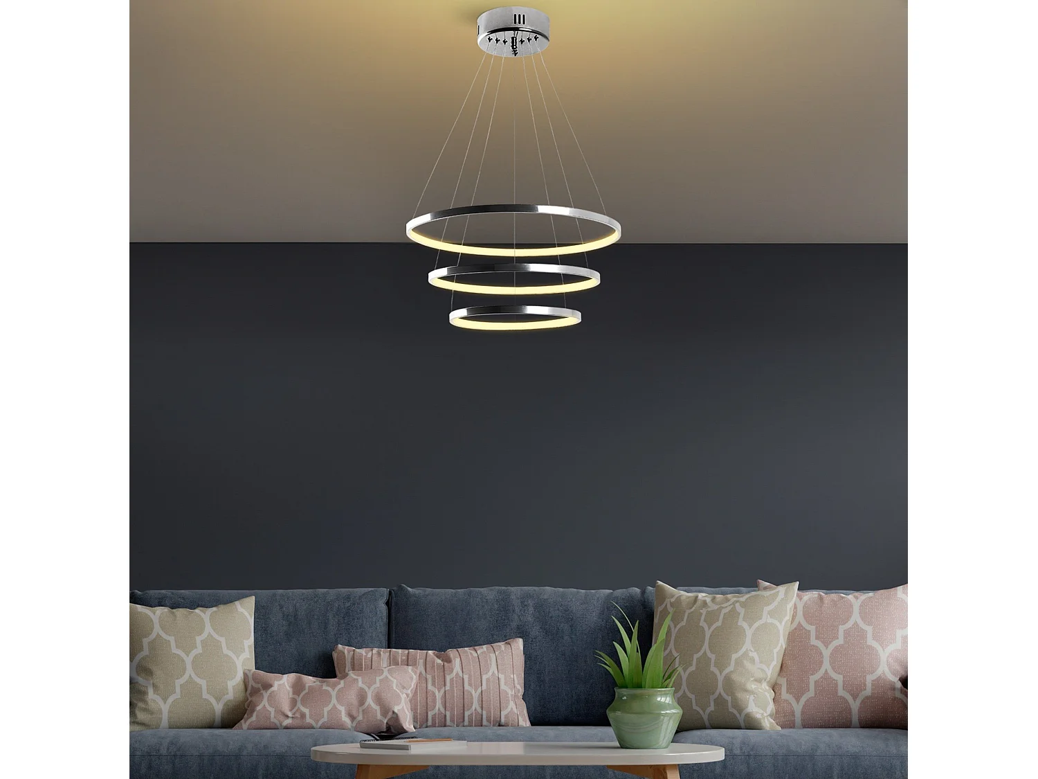 Candeeiro de Teto LED Regulável Simit - Cromado - Design Moderno 50x50x80 cm