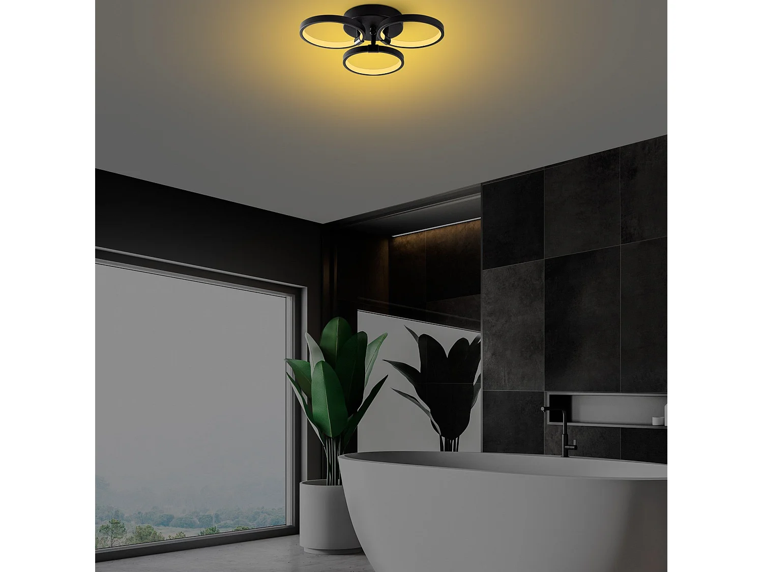 Plafonnier à LED Kandaa D37xH32cm Métal Noir