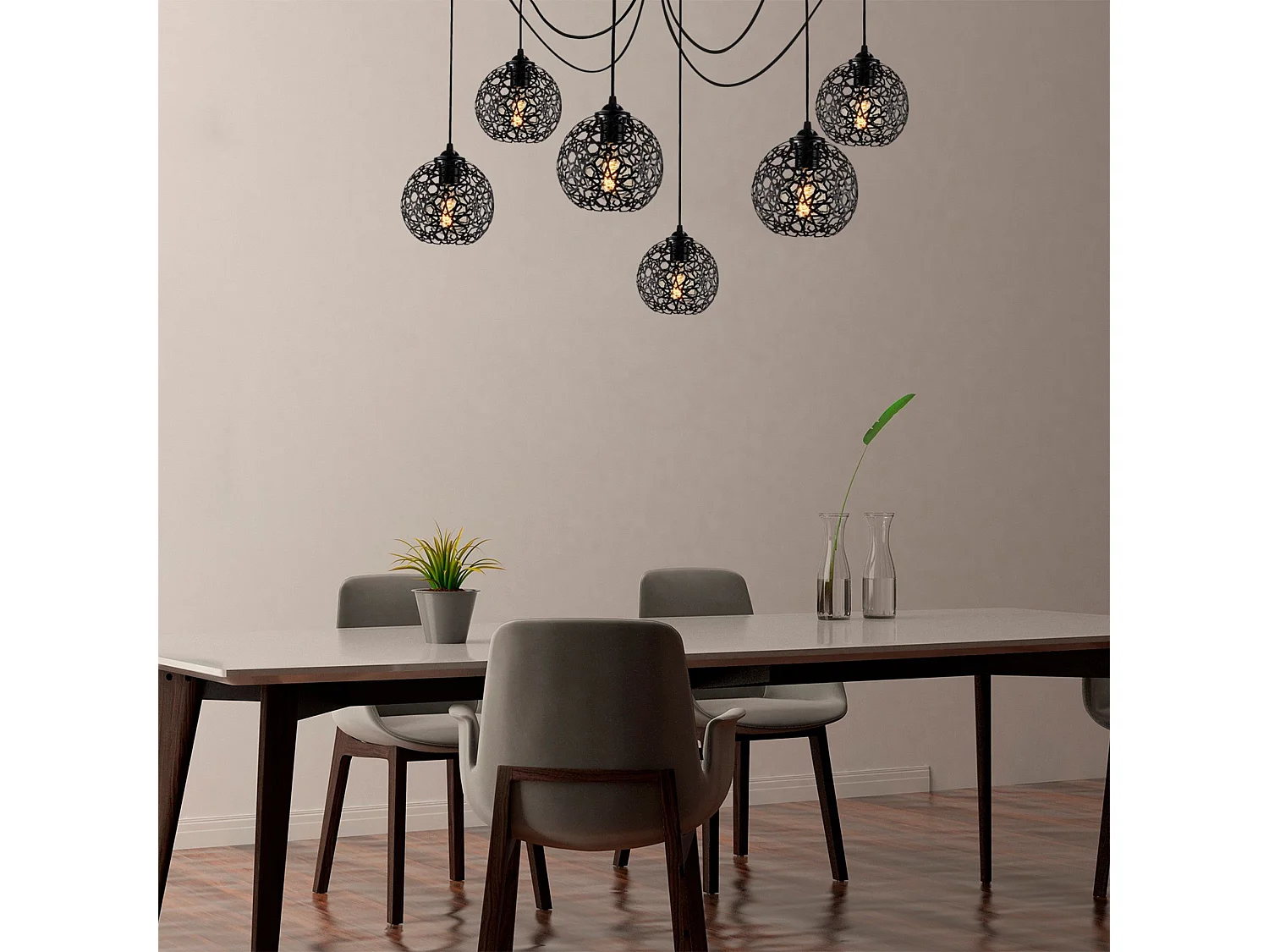 Suspension araignée 6 lampes Alessi D137cm Métal Noir