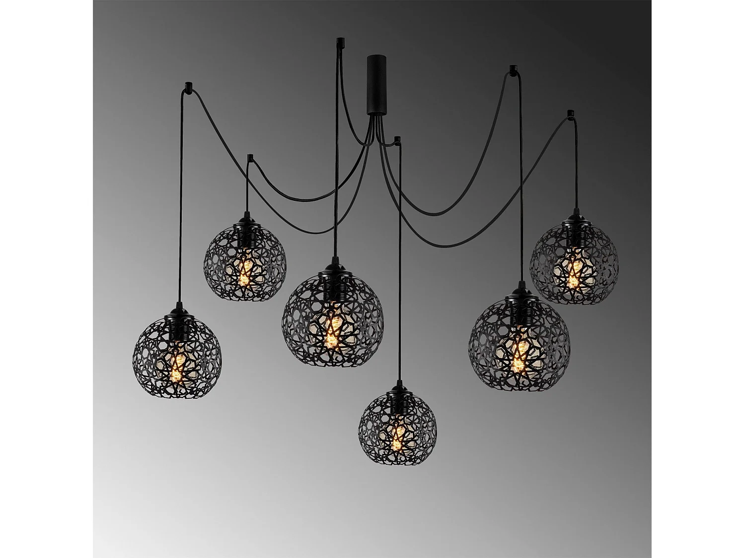 Suspension araignée 6 lampes Alessi D137cm Métal Noir