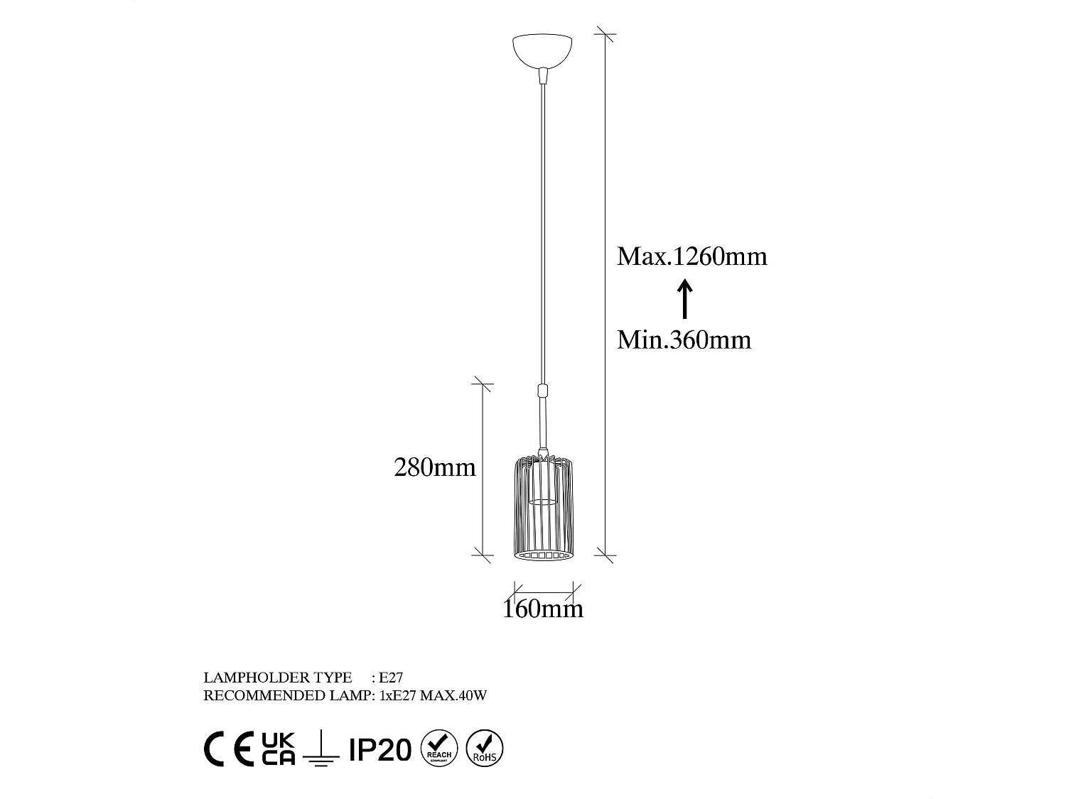 Suspension filaire Diaz D16cm Métal Noir et Or