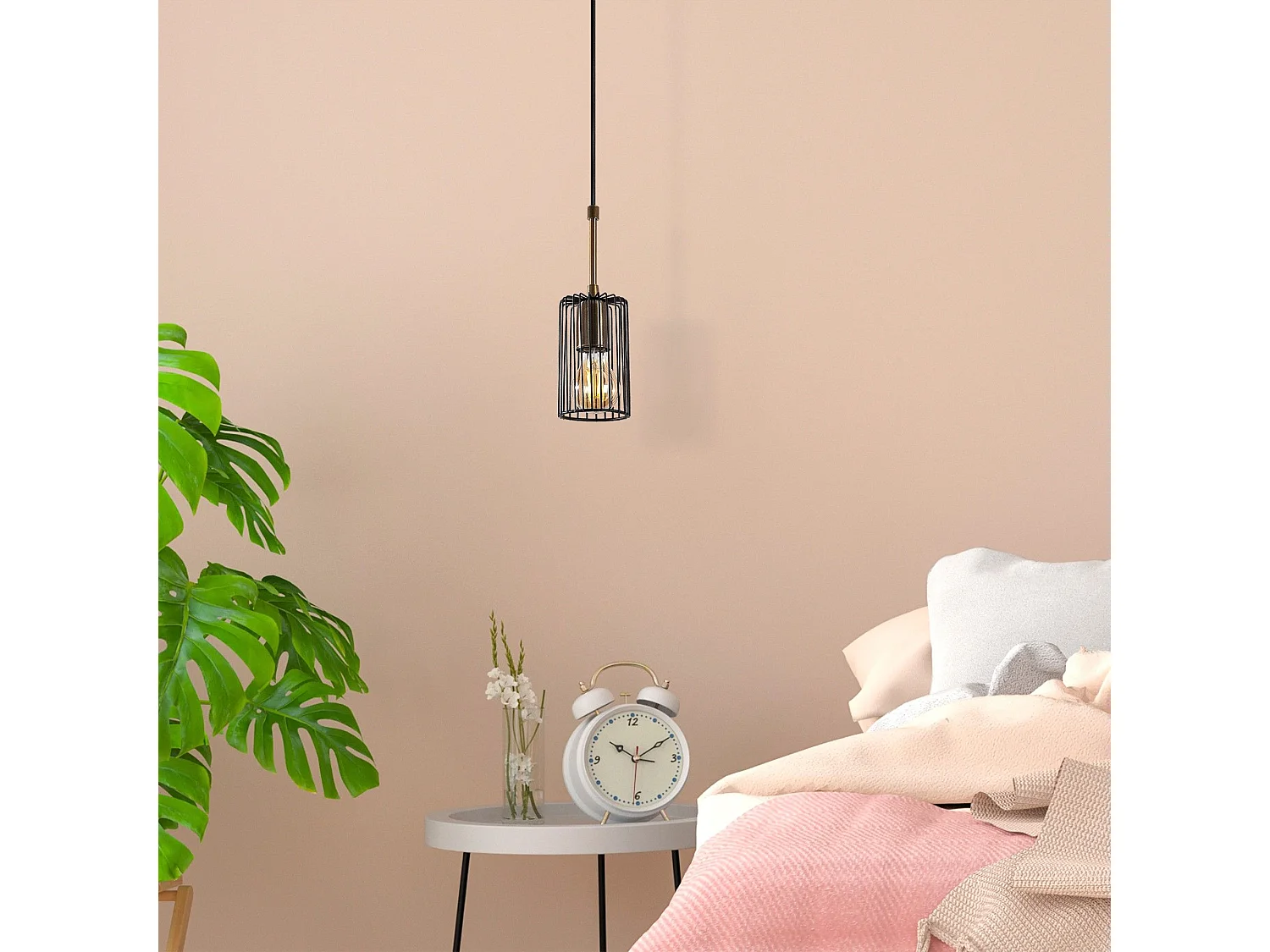 Suspension filaire Diaz D16cm Métal Noir et Or