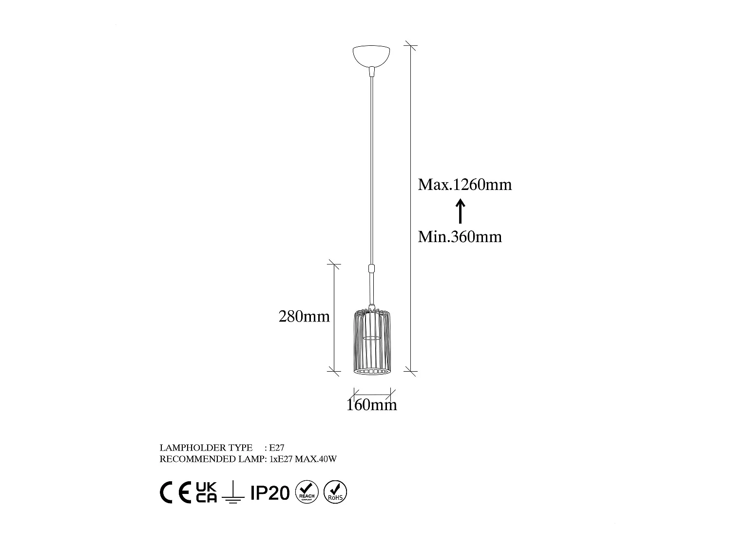 Suspension filaire Diaz D16cm Métal Noir et Or