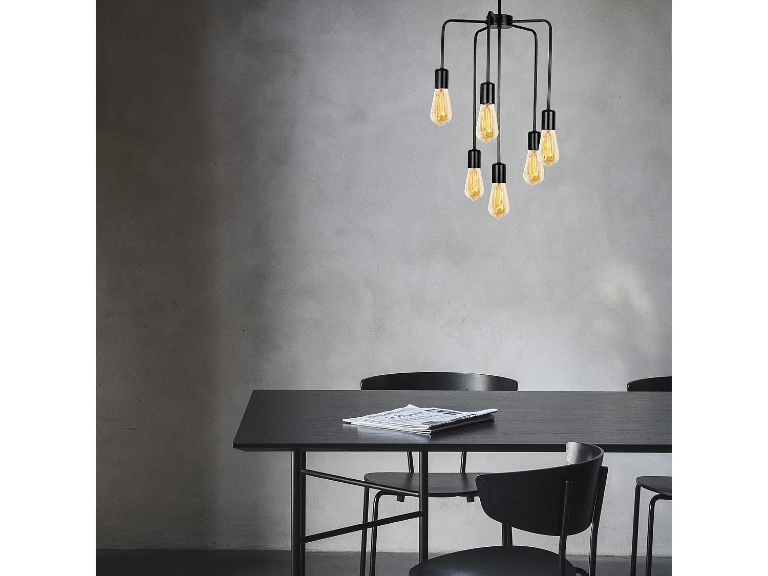 Candeeiro Preto Denge 3447 - Lustre Moderno e Elegante para Sua Casa