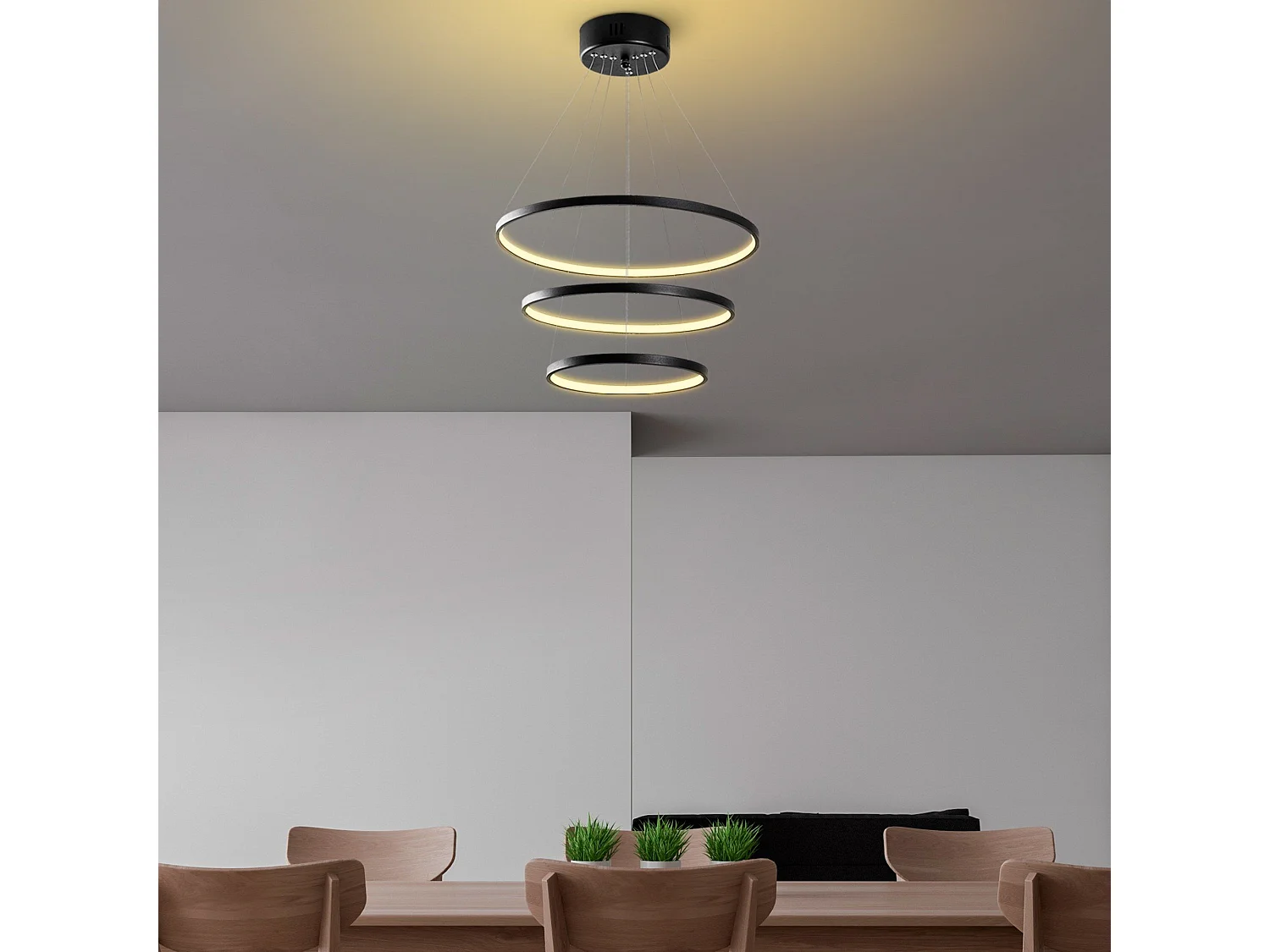 Candeeiro de Teto LED Simit Regulável Preto - Design Moderno e Elegante 50x50x80 cm