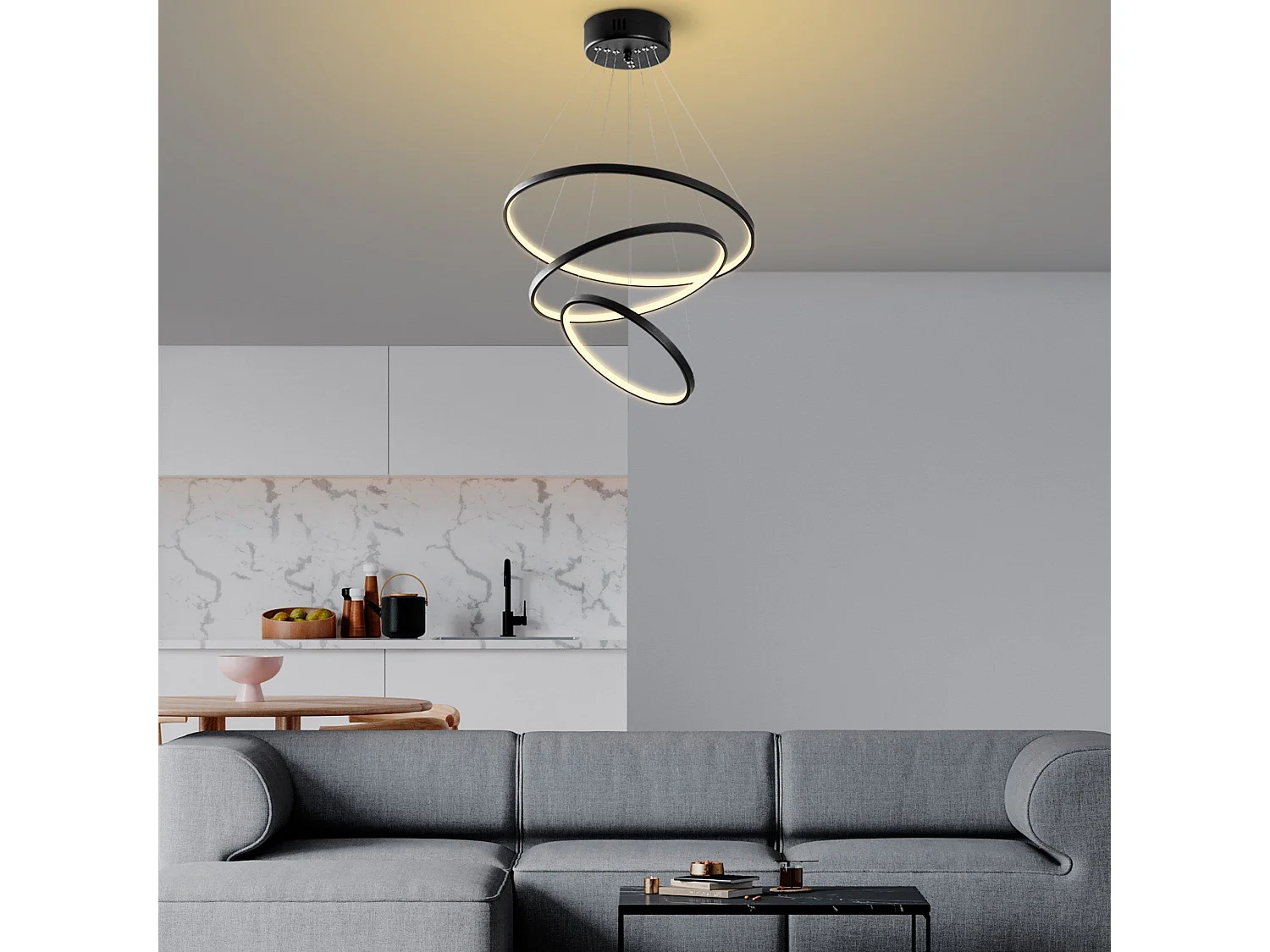 Candeeiro de Teto LED Simit Regulável Preto - Design Moderno e Elegante 50x50x80 cm