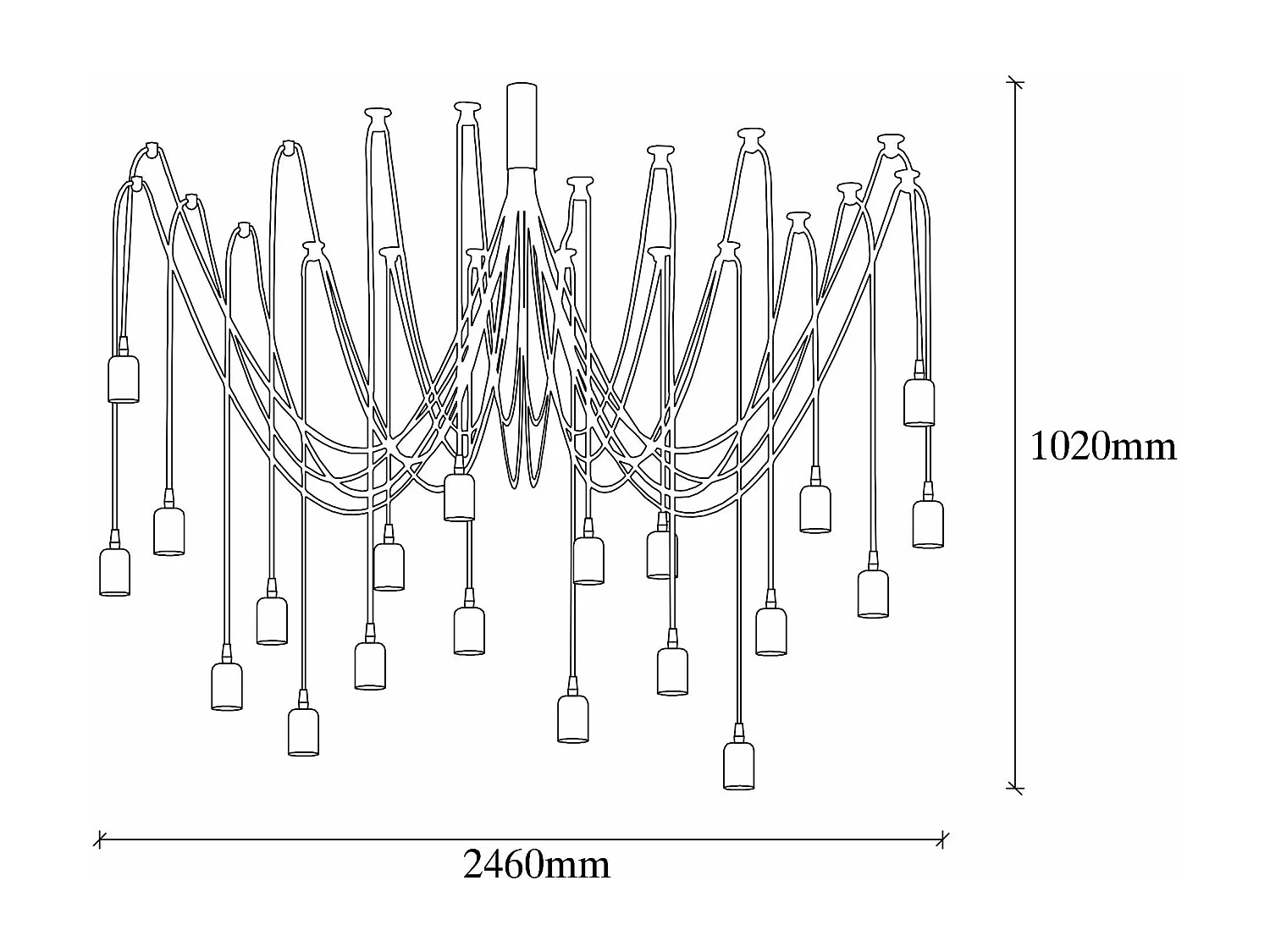 Suspension araignée 20 lampes Laterna D246cm Métal Or rose