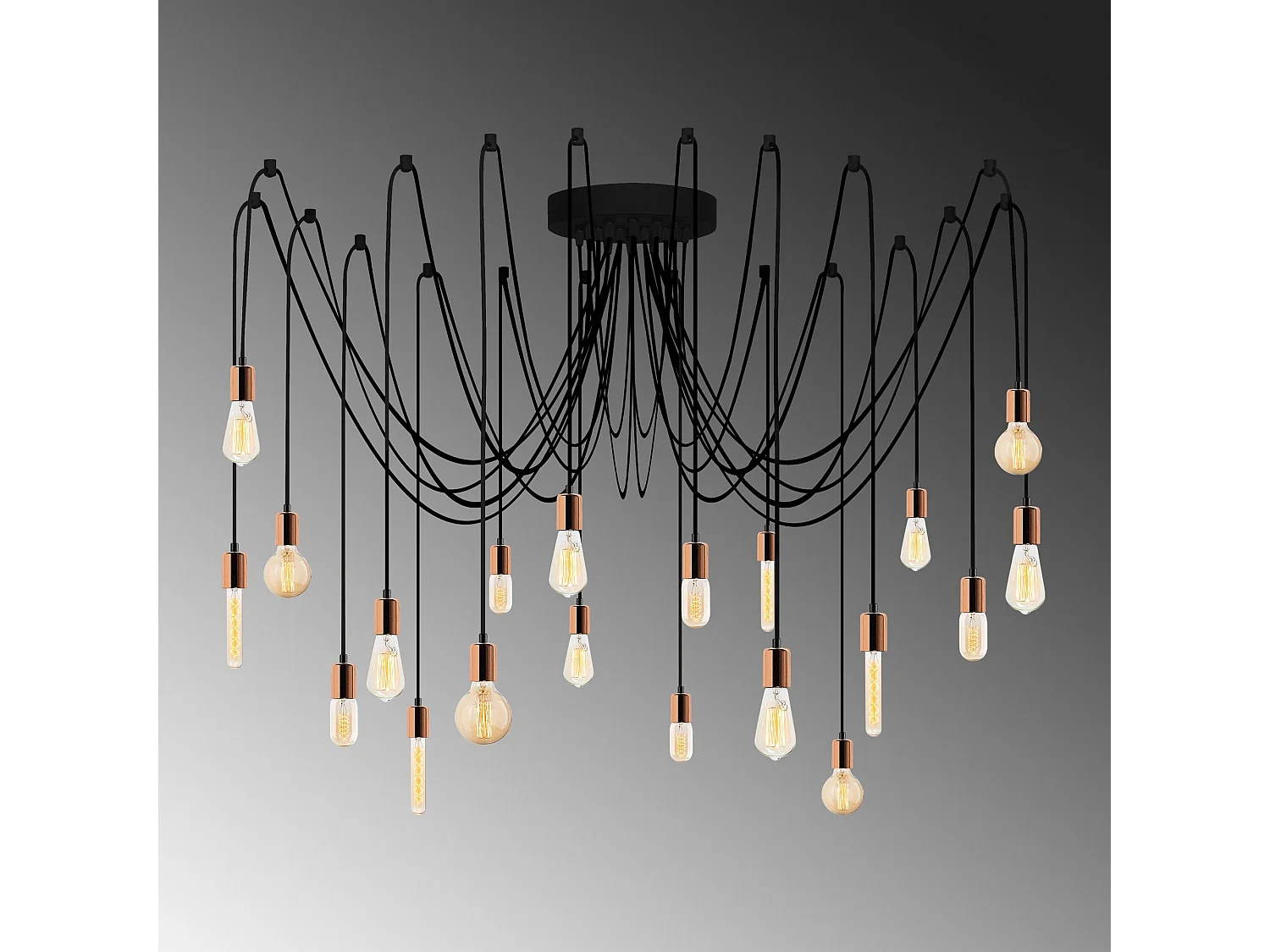Suspension araignée 20 lampes Laterna D246cm Métal Or rose