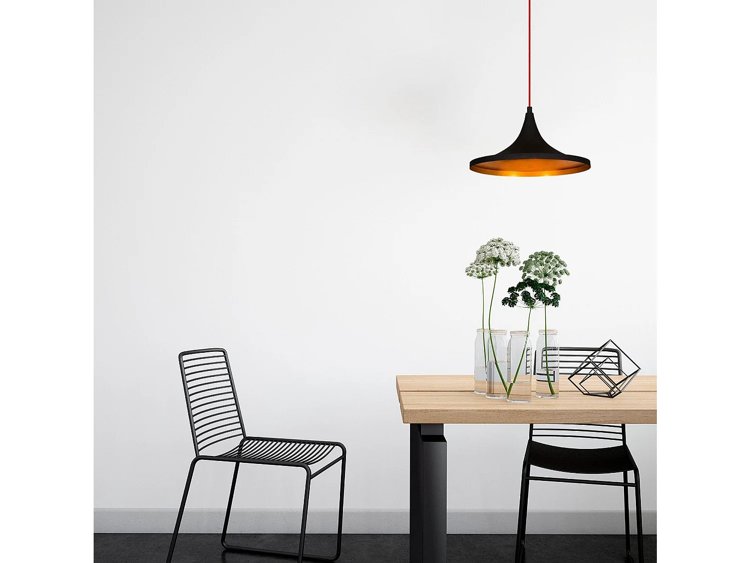 Candeeiro Elegante Preto e Vermelho - Elmas 3531