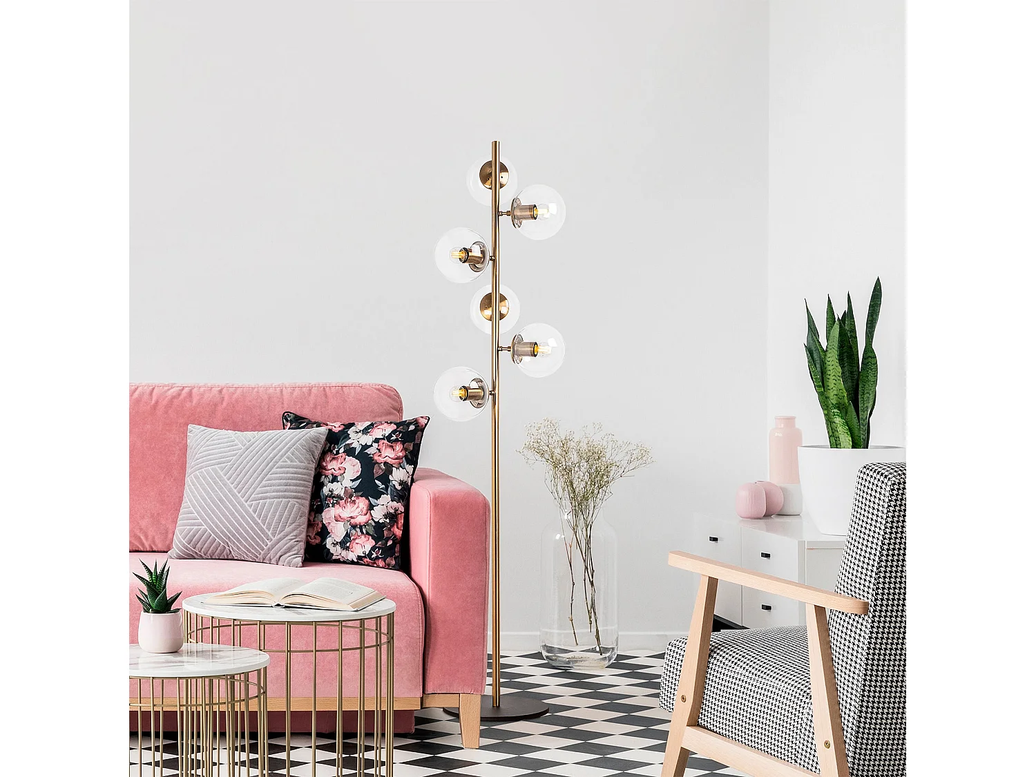 Candeeiro de Pé Fazli em Preto e Cobre – Design Moderno para Iluminação Elegante