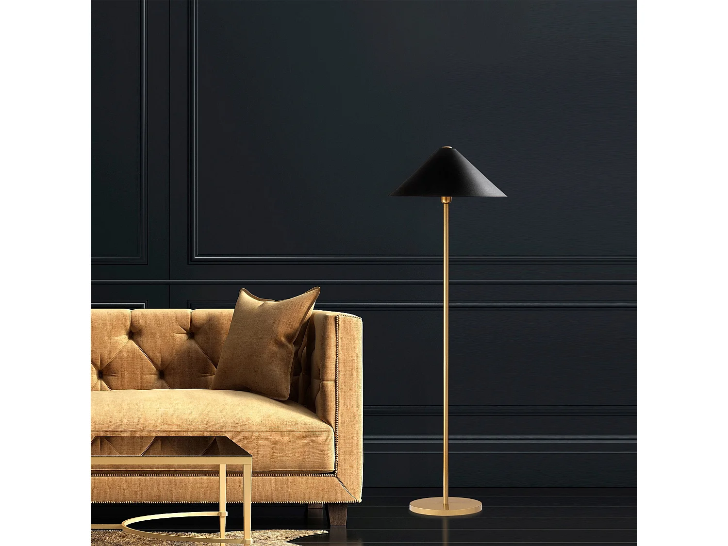 Candeeiro de Pé Elegante em Dourado - Design Moderno e Sofisticado