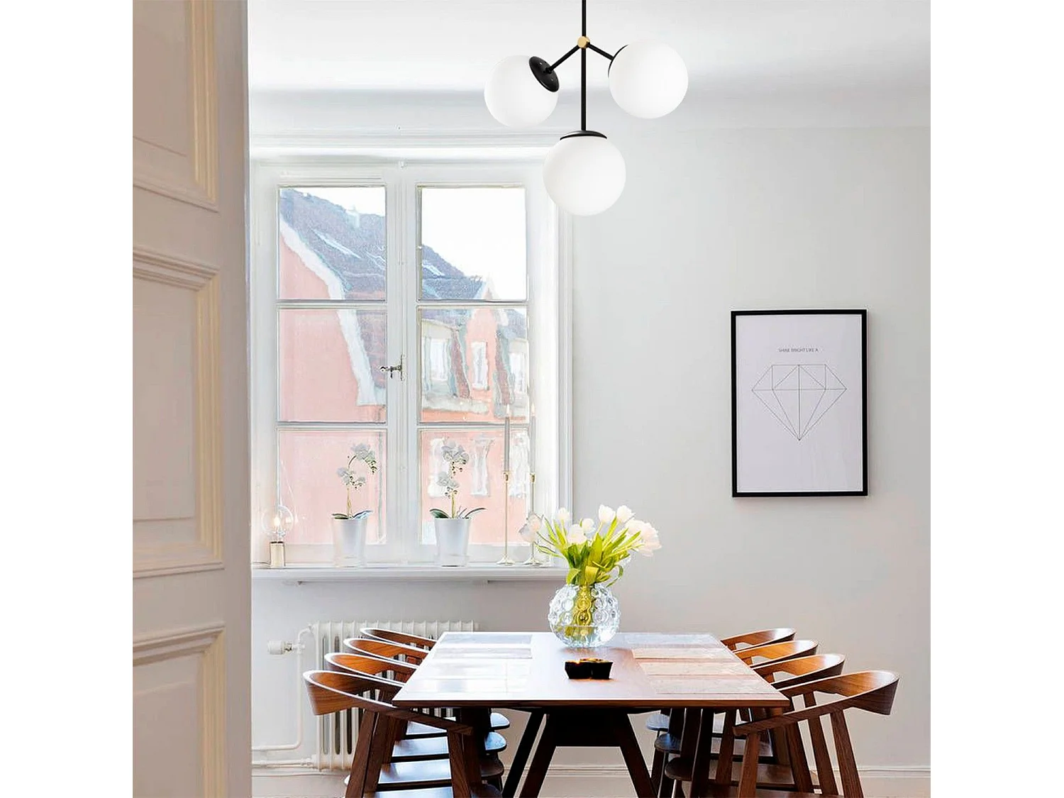 Candeeiro Damar 6336: Elegância Moderna em Preto e Branco