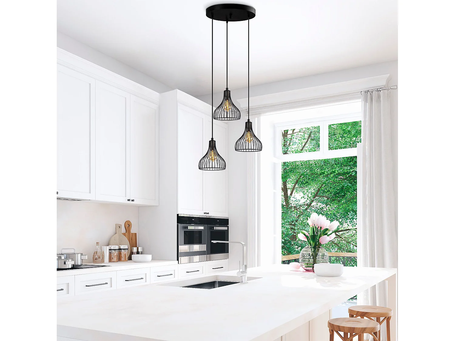 Candeeiro Preto Ajustável Telyildo - Elegância e Sofisticação para o Seu Espaço