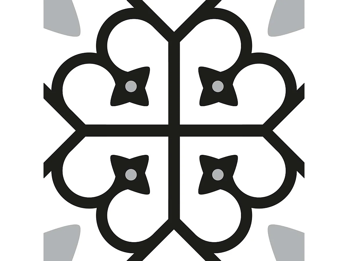 Stickers carrelage 15 x 15 cm - Motif floral noir et blanc