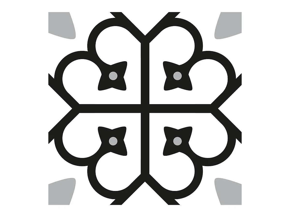 Stickers carrelage 15 x 15 cm - Motif floral noir et blanc