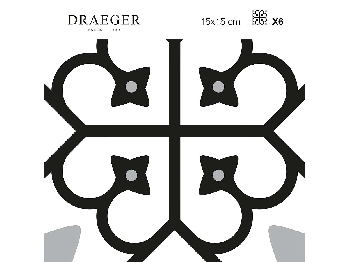 Fliesenaufkleber 15 X 15 cm Blumenmuster Schwarz Und Weiß