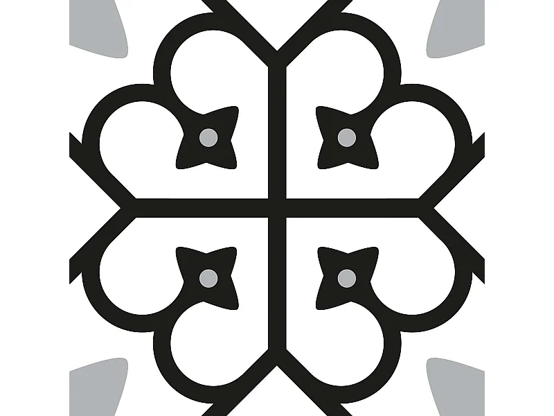 Tegelstickers 15 x 15 cm - Zwart-wit bloemenpatroon