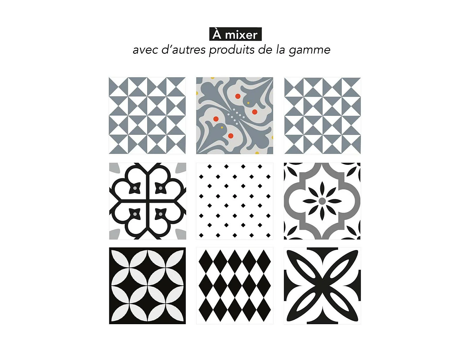 Tegelstickers 15 x 15 cm - Grijze en witte driehoeken