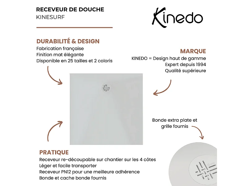 Receveur KINEDO Kinesurf Nova 140X90 blanc mat