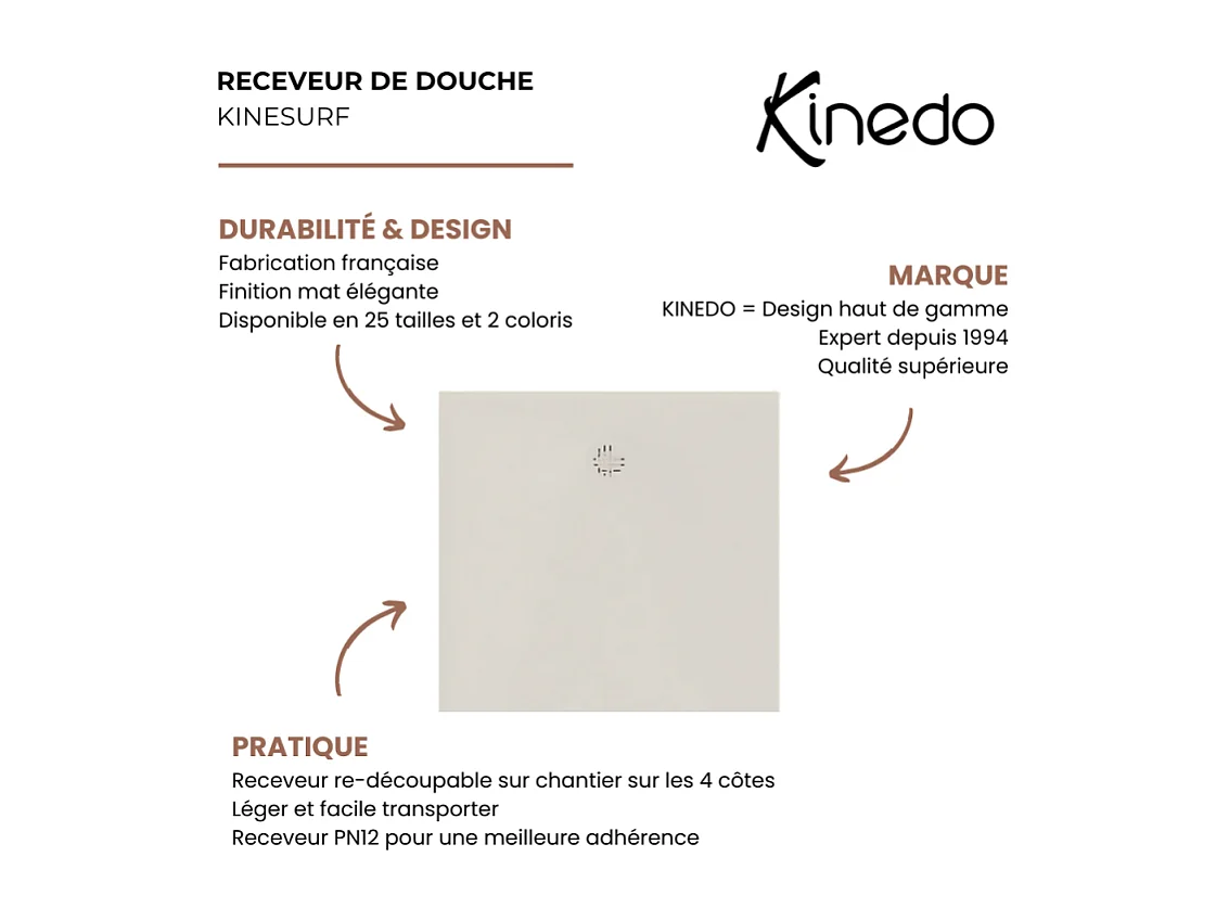 Receveur KINEDO Kinesurf Nova 160X70 gris anthracite