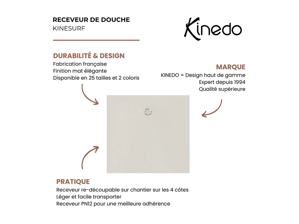 Receveur KINEDO Kinesurf Nova 160X70 gris anthracite