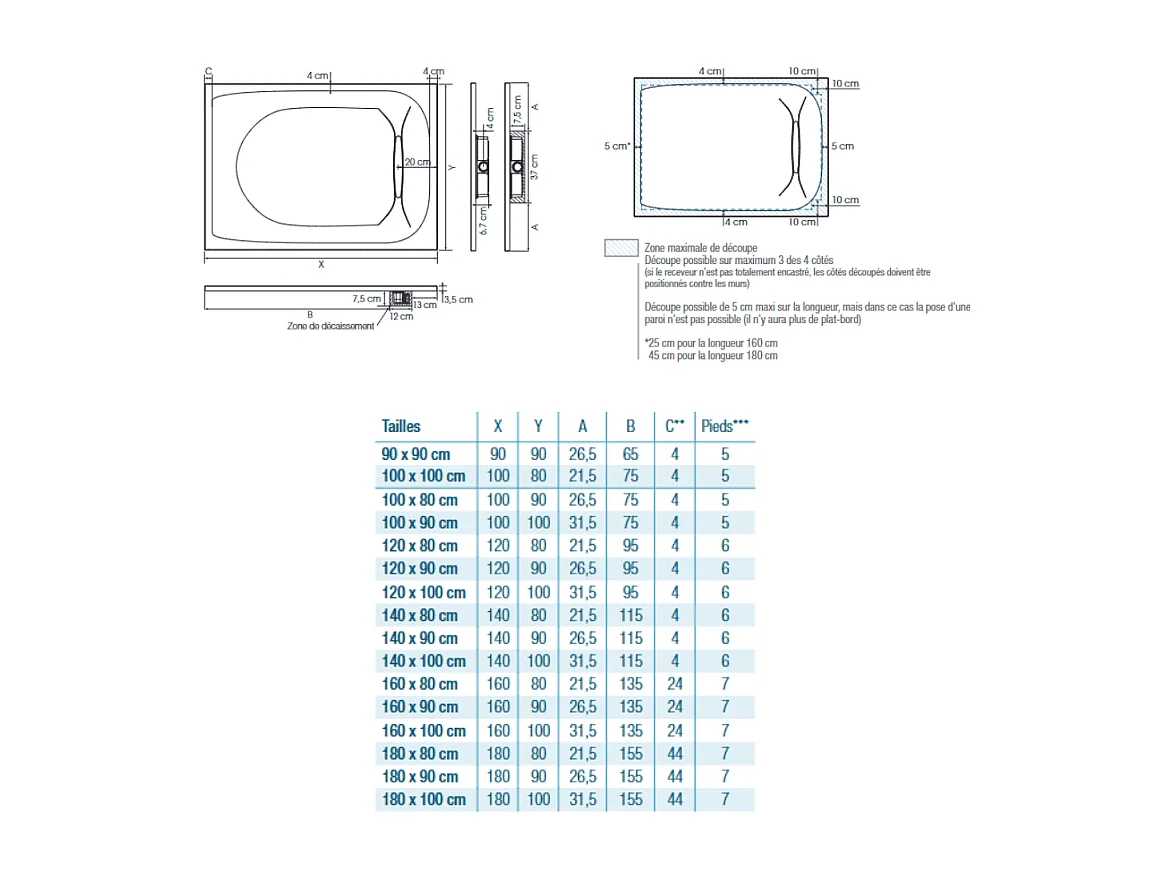 Receveur de douche KINED Kinediva extra-plat 100x80 Beige