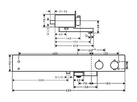Mitigeur bain douche thermostatique HANSGROHE ShowerTablet 600 chromé