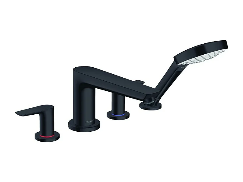 HANSGROHE Talis E grifo monomando para bañera y ducha con 4 orificios en negro mate