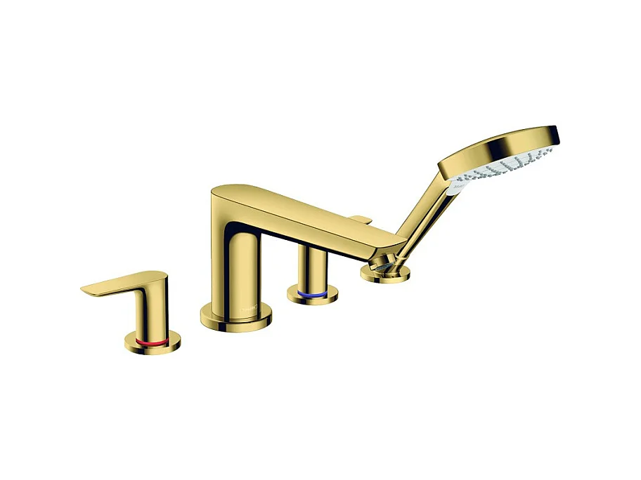 HANSGROHE Talis E grifo monomando para baño y ducha con 4 orificios aspecto dorado pulido