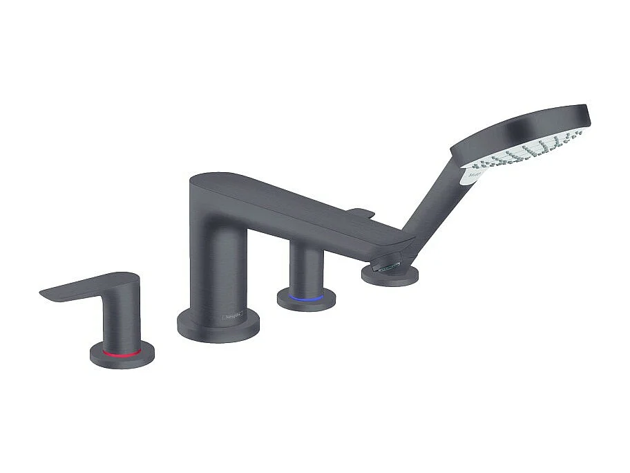 Robinet mélangeur bain douche 4 trous HANSGROHE Talis E noir chromé brossé