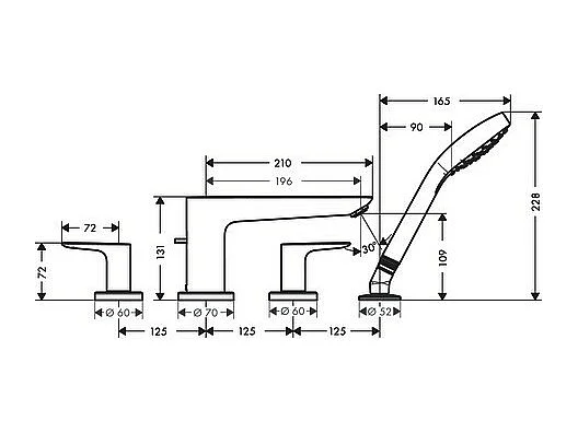 Robinet mélangeur bain douche 4 trous HANSGROHE Talis E bronze brossé