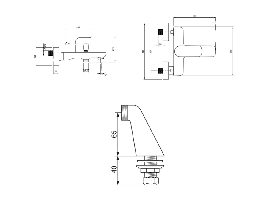 Mitigeur baignoire mécanique VILLEROY ET BOCH O novo avec colonnettes