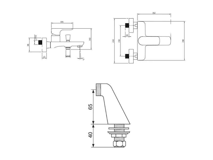 Mitigeur baignoire mécanique VILLEROY ET BOCH O novo avec colonnettes