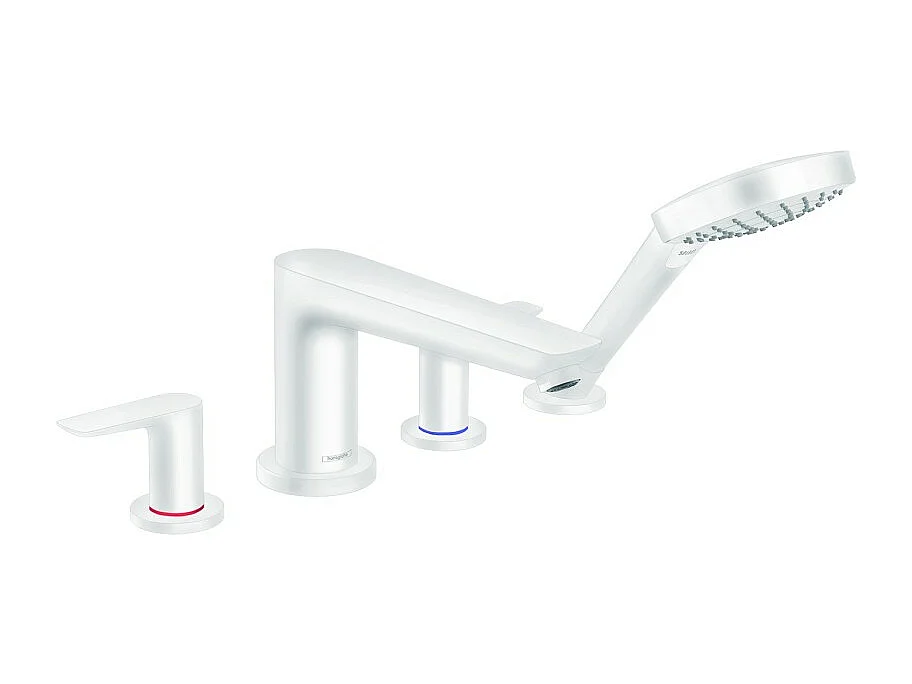 Robinet mélangeur bain douche 4 trous HANSGROHE Talis E blanc mat